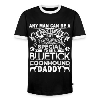 Proud Bluetick Coonhound Daddy - Men's Ringer Shirt - black/white - Front - AI Model Female 172 light (172cm) & AI Model Male 178 light (178cm)