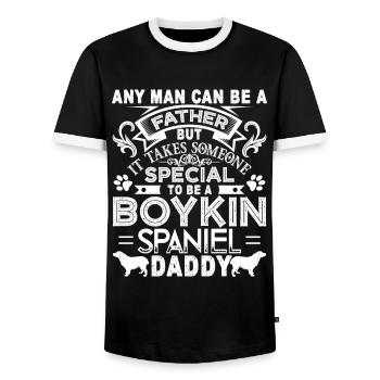 Proud Boykin Spaniel Daddy - Men's Ringer Shirt - black/white - Front - AI Model Female 172 light (172cm) & AI Model Male 178 light (178cm)