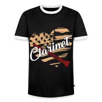 Clarinet Clarinet Flag - Men's Ringer Shirt - black/white - Front - AI Model Female 172 light (172cm) & AI Model Male 178 light (178cm)