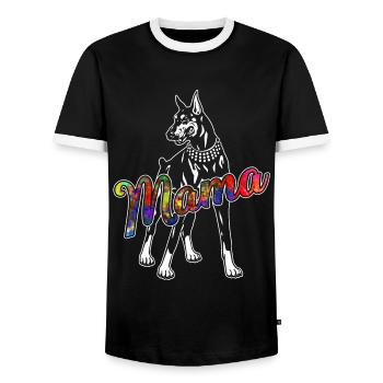 Doberman Pinscher Doberman Pinscher Mama - Men's Ringer Shirt - black/white - Front - AI Model Female 172 light (172cm) & AI Model Male 178 light (178cm)
