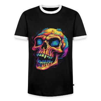 Totenkopf - Männer Kontrast-T-Shirt - Schwarz/Weiß - Vorne - AI Model Female 172 light (172cm) & AI Model Male 178 light (178cm)