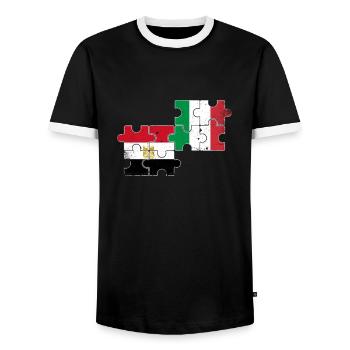 Égypte Italie Drapeau Égyptiens italiens - T-shirt contrasté Homme - noir/blanc - Devant - AI Model Female 172 light (172cm) & AI Model Male 178 light (178cm)