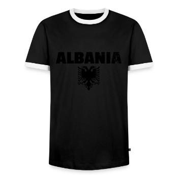 Albanie Albanais Aigle Albanie Fierté Albanais - T-shirt contrasté Homme - noir/blanc - Devant - AI Model Female 172 light (172cm) & AI Model Male 178 light (178cm)