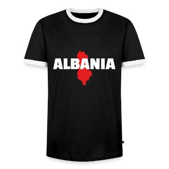 Albanie Carte Albanie Albanie Fierté Albanais - T-shirt contrasté Homme - noir/blanc - Devant - AI Model Female 172 light (172cm) & AI Model Male 178 light (178cm)