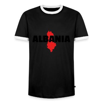 Albanie Carte Albanie Albanie Fierté Albanais - T-shirt contrasté Homme - noir/blanc - Devant - AI Model Female 172 light (172cm) & AI Model Male 178 light (178cm)