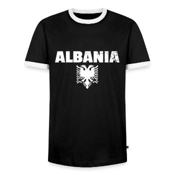 Albanie Albanais Aigle Albanie Fierté Albanais - T-shirt contrasté Homme - noir/blanc - Devant - AI Model Female 172 light (172cm) & AI Model Male 178 light (178cm)
