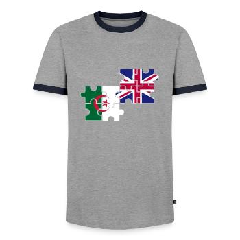 Algérie Drapeau britannique Algérie britannique - T-shirt contrasté Homme - gris/marine  - Devant - AI Model Female 172 light (172cm) & AI Model Male 178 light (178cm)