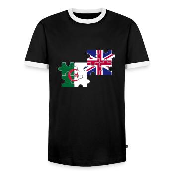 Algeria British flag British Algerian - Men's Ringer Shirt - black/white - Front - AI Model Female 172 light (172cm) & AI Model Male 178 light (178cm)