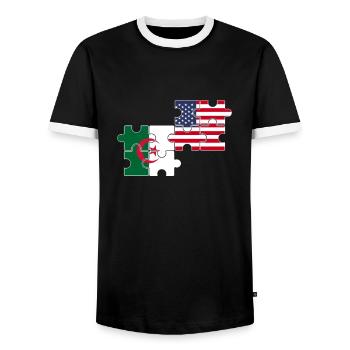 Albanie USA Drapeau albanais - T-shirt contrasté Homme - noir/blanc - Devant - AI Model Female 172 light (172cm) & AI Model Male 178 light (178cm)