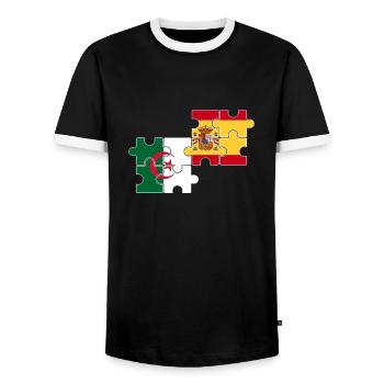 Algeria Spain Flag Spanish Algerian - Men's Ringer Shirt - black/white - Front - AI Model Female 172 light (172cm) & AI Model Male 178 light (178cm)