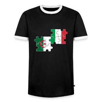 Algeria Italy Flag Italian Algerian - Men's Ringer Shirt - black/white - Front - AI Model Female 172 light (172cm) & AI Model Male 178 light (178cm)