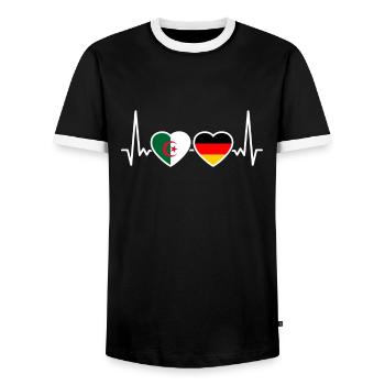 Algeria Germany Heartbeat Flag Algerians - Men's Ringer Shirt - black/white - Front - AI Model Female 172 light (172cm) & AI Model Male 178 light (178cm)