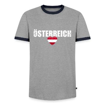 Austria Austrian flag Austrian - Men's Ringer Shirt - grey/navy  - Front - AI Model Female 172 light (172cm) & AI Model Male 178 light (178cm)