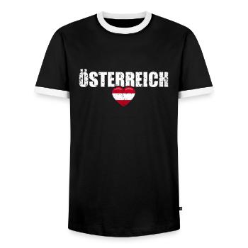 Austria Austrian flag Austrian - Men's Ringer Shirt - black/white - Front - AI Model Female 172 light (172cm) & AI Model Male 178 light (178cm)
