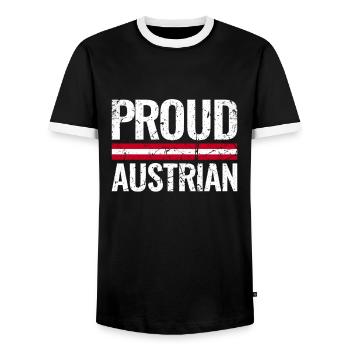 Proud Austrian Austria Flag Austrian - Men's Ringer Shirt - black/white - Front - AI Model Female 172 light (172cm) & AI Model Male 178 light (178cm)