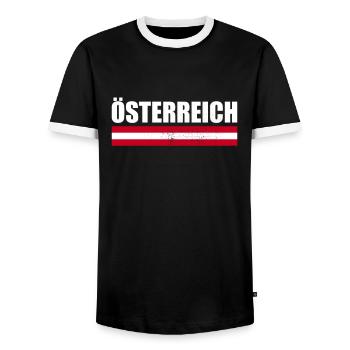 Österreich Österreichische Flagge Österreicher - Männer Kontrast-T-Shirt - Schwarz/Weiß - Vorne - AI Model Female 172 light (172cm) & AI Model Male 178 light (178cm)