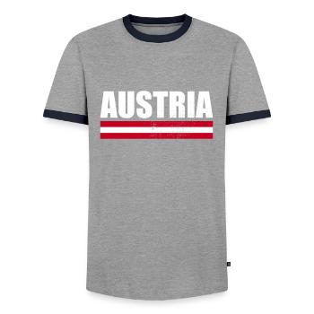 Austria Austria Austrian flag - Men's Ringer Shirt - grey/navy  - Front - AI Model Female 172 light (172cm) & AI Model Male 178 light (178cm)