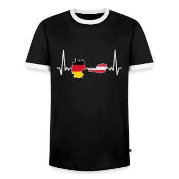 Austria Germany Maps Flag - Men's Ringer Shirt - black/white - Front - AI Model Female 172 light (172cm) & AI Model Male 178 light (178cm)