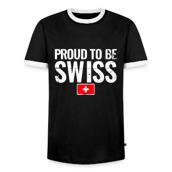 Fier d’être suisse Suisse Drapeau suisse - T-shirt contrasté Homme - noir/blanc - Devant - AI Model Female 172 light (172cm) & AI Model Male 178 light (178cm)