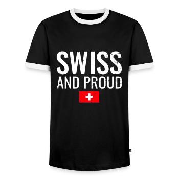 Suisse et fière Suisse Drapeau suisse - T-shirt contrasté Homme - noir/blanc - Devant - AI Model Female 172 light (172cm) & AI Model Male 178 light (178cm)
