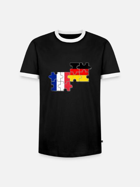 Frankrig Tyskland Flag Tysk fransk - Herre kontrast-T-shirt - sort/hvid