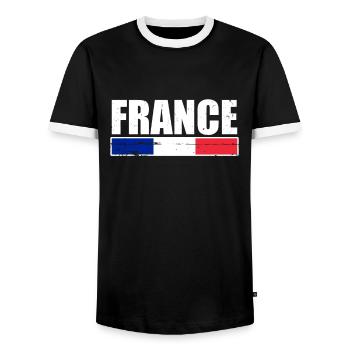 France France Drapeau français Français - T-shirt contrasté Homme - noir/blanc - Devant - AI Model Female 172 light (172cm) & AI Model Male 178 light (178cm)