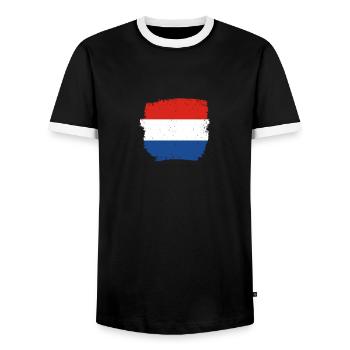 Pays-Bas Drapeau néerlandais néerlandais - T-shirt contrasté Homme - noir/blanc - Devant - AI Model Female 172 light (172cm) & AI Model Male 178 light (178cm)