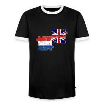 Pays-Bas Drapeau du Royaume-Uni Néerlandais britannique - T-shirt contrasté Homme - noir/blanc - Devant - AI Model Female 172 light (172cm) & AI Model Male 178 light (178cm)