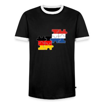 Pays-Bas Allemagne Drapeau néerlandais - T-shirt contrasté Homme - noir/blanc - Devant - AI Model Female 172 light (172cm) & AI Model Male 178 light (178cm)