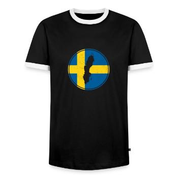 Suède Carte Drapeau suédois Fier Suédois - T-shirt contrasté Homme - noir/blanc - Devant - AI Model Female 172 light (172cm) & AI Model Male 178 light (178cm)