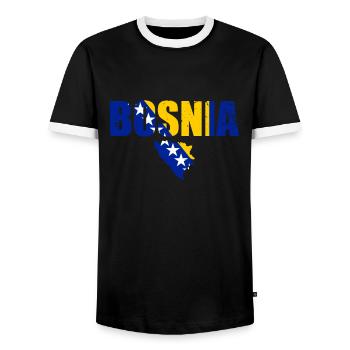 Bosnie Carte Vintage Bosnie Drapeau Bosniaques - T-shirt contrasté Homme - noir/blanc - Devant - AI Model Female 172 light (172cm) & AI Model Male 178 light (178cm)