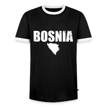 Bosnia Vintage Karte Bosnien Bosnische Bosnier - Männer Kontrast-T-Shirt - Schwarz/Weiß - Vorne - AI Model Female 172 light (172cm) & AI Model Male 178 light (178cm)