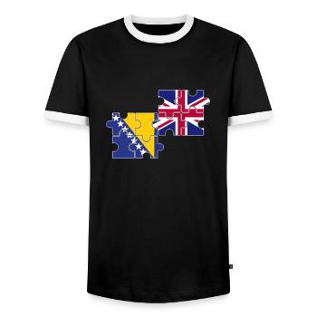 Bosnien UK Flagge Britisch Bosnisch - Männer Kontrast-T-Shirt - Schwarz/Weiß - Vorne - AI Model Female 172 light (172cm) & AI Model Male 178 light (178cm)