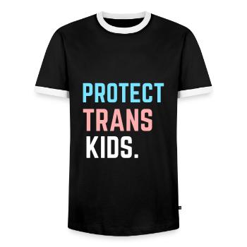 Protect Trans Kids - Support LGBT Pride Month Gift - Men's Ringer Shirt - black/white - Front - AI Model Female 172 light (172cm) & AI Model Male 178 light (178cm)