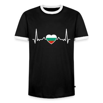 Bulgarie battement de cœur drapeau bulgare bulgare - T-shirt contrasté Homme - noir/blanc - Devant - AI Model Female 172 light (172cm) & AI Model Male 178 light (178cm)