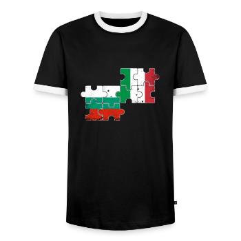 Bulgaria Italy Vintage Flag Bulgarian - Men's Ringer Shirt - black/white - Front - AI Model Female 172 light (172cm) & AI Model Male 178 light (178cm)