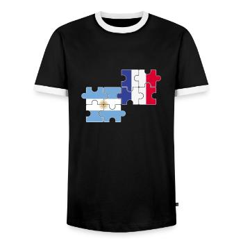 Argentine France Drapeau Argentine - T-shirt contrasté Homme - noir/blanc - Devant - AI Model Female 172 light (172cm) & AI Model Male 178 light (178cm)
