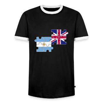 Argentinien UK Flagge Argentinisch - Männer Kontrast-T-Shirt - Schwarz/Weiß - Vorne - AI Model Female 172 light (172cm) & AI Model Male 178 light (178cm)
