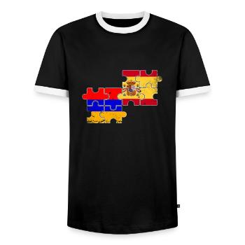 Armenia Spain Vintage Flag - Men's Ringer Shirt - black/white - Front - AI Model Female 172 light (172cm) & AI Model Male 178 light (178cm)