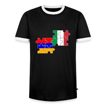 Arménie Italie Drapeau Arménie - T-shirt contrasté Homme - noir/blanc - Devant - AI Model Female 172 light (172cm) & AI Model Male 178 light (178cm)