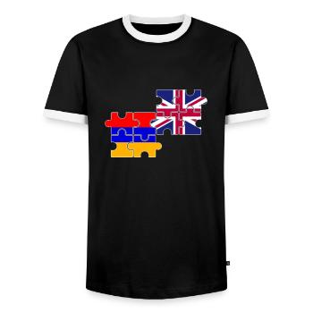 Arménie Drapeau du Royaume-Uni Arménien britannique - T-shirt contrasté Homme - noir/blanc - Devant - AI Model Female 172 light (172cm) & AI Model Male 178 light (178cm)