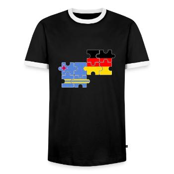 Aruba Allemagne Drapeau allemand Arubans - T-shirt contrasté Homme - noir/blanc - Devant - AI Model Female 172 light (172cm) & AI Model Male 178 light (178cm)