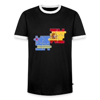 Aruba Espagne Drapeau Espagnol Aruban - T-shirt contrasté Homme - noir/blanc - Devant - AI Model Female 172 light (172cm) & AI Model Male 178 light (178cm)
