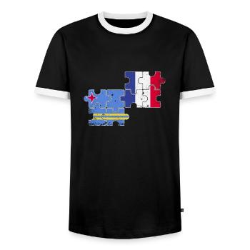 Aruba France Vintage Flag Aruban - T-shirt contrasté Homme - noir/blanc - Devant - AI Model Female 172 light (172cm) & AI Model Male 178 light (178cm)