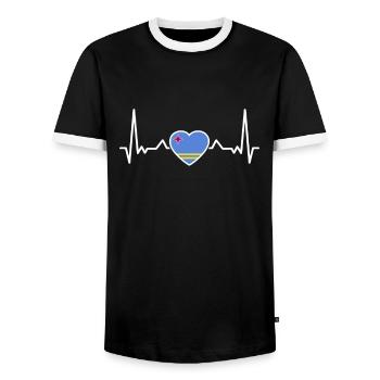 Aruba Herzschlag Arubanische Flagge Arubaner - Männer Kontrast-T-Shirt - Schwarz/Weiß - Vorne - AI Model Female 172 light (172cm) & AI Model Male 178 light (178cm)