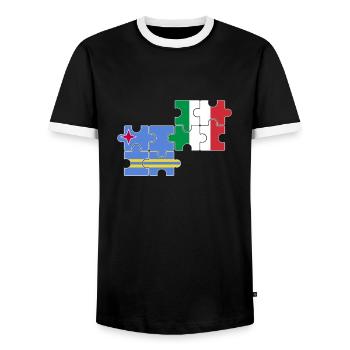 Aruba Italie Drapeau Aruban - T-shirt contrasté Homme - noir/blanc - Devant - AI Model Female 172 light (172cm) & AI Model Male 178 light (178cm)