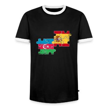 Aserbaidschan Spanien Flagge Aserbaidschaner - Männer Kontrast-T-Shirt - Schwarz/Weiß - Vorne - AI Model Female 172 light (172cm) & AI Model Male 178 light (178cm)