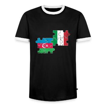 Aserbaidschan Italien Flagge Aserbaidschaner - Männer Kontrast-T-Shirt - Schwarz/Weiß - Vorne - AI Model Female 172 light (172cm) & AI Model Male 178 light (178cm)