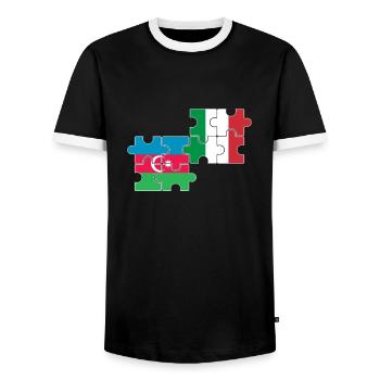 Azerbaijan Italy flag - Men's Ringer Shirt - black/white - Front - AI Model Female 172 light (172cm) & AI Model Male 178 light (178cm)