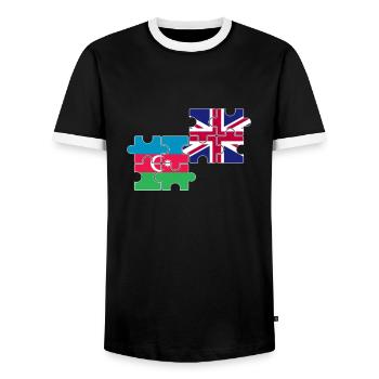 Aserbaidschan UK Flagge Aserbaidschanisch - Männer Kontrast-T-Shirt - Schwarz/Weiß - Vorne - AI Model Female 172 light (172cm) & AI Model Male 178 light (178cm)